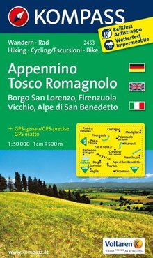 KOMPASS Wanderkarte Appennino Tosco Romagnolo - Borgo San Lorenzo - Firenzuola - Vicchio - Alpe di San Benedetto, KOMPASS-Wanderkarten
