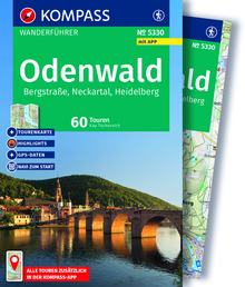 Odenwald, Bergstraße, Neckartal, Heidelberg, 60 Touren mit Extra-Tourenkarte, MAIRDUMONT: KOMPASS Wanderführer